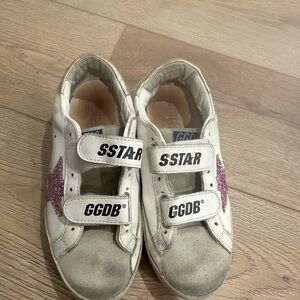 Golden Goose Kids White Sneakers with Pink Glitter Star